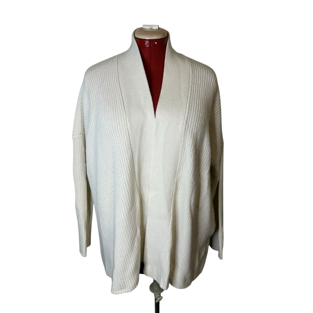 Banana Republic Cream Cotton Fisherman Cardigan XS/S Shawl Collar Boho Neutral